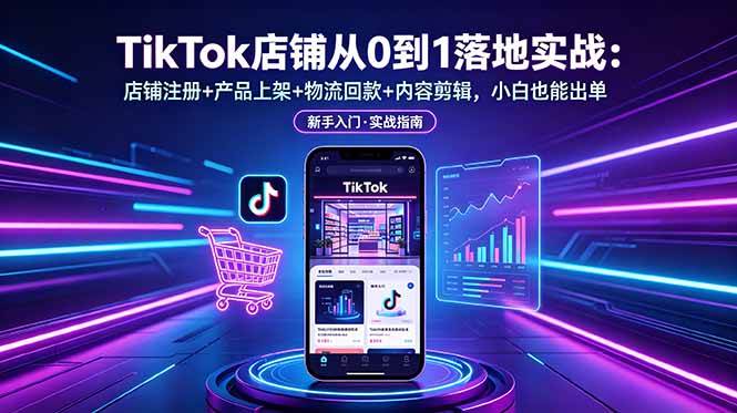 (18862期)TikTok店铺从0到1落地实战:店铺注册+产品上架+物流回款+内容剪辑,小白也能出单-Scorpio丨网创