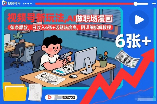 视频号新玩法，AI做职场漫画，条条爆款，日收入6张+话题热度高，附详细拆解教程-Scorpio丨网创