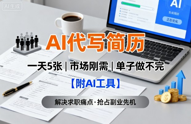 AI代写简历,一天5张,今年找工作难,市场刚需,单子做不完【附AI工具】-Scorpio丨网创