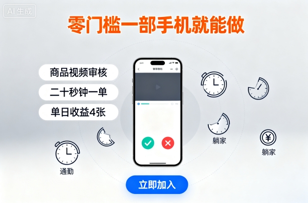 零门槛一部手机就能做，商品视频审核，通勤躺家碎片时间都能做，二十秒钟一单，单日收益4张【揭秘】-Scorpio丨网创